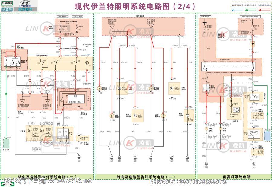 北京现代伊兰特 2照明指示电路与自诊系统电路